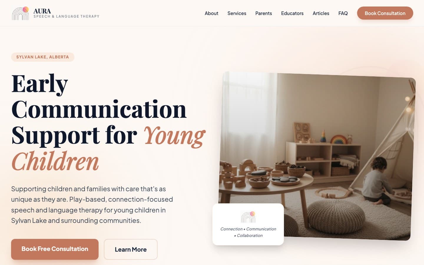 Aura Speech & Language website homepage